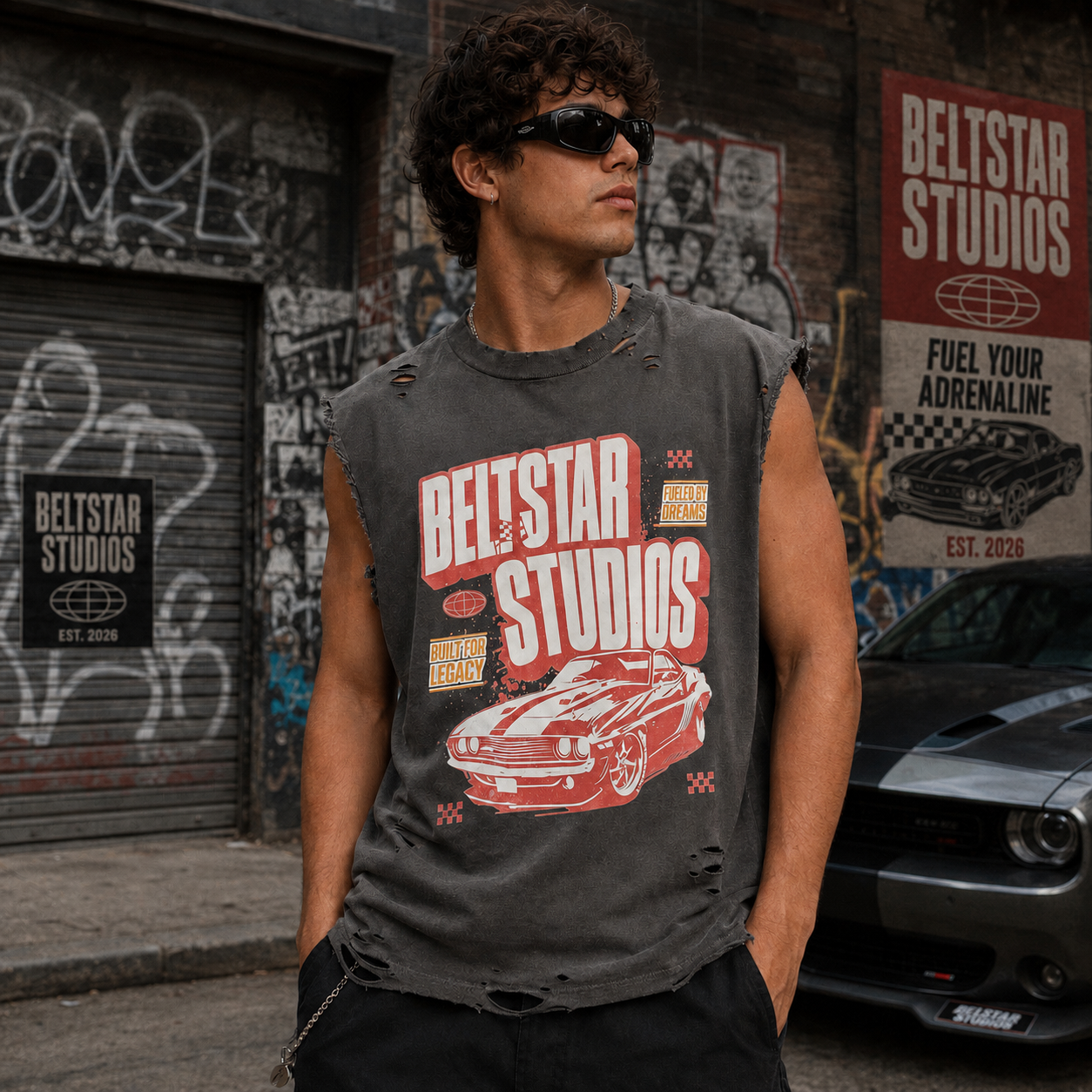 BELTSTAR STUDIOS “Fuel Your Adrenaline” Vintage Muscle Tee